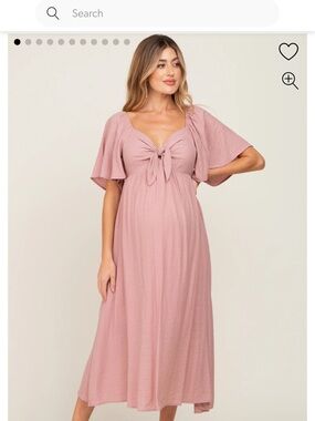 PinkBlush Maternity - Mauve Front Tie Ruffle Sleeve Maternity Midi
Dress